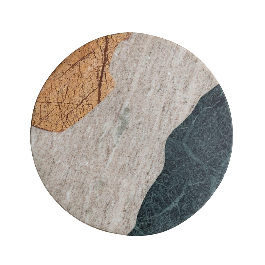 Sierra Tri-colored round marble cheese board