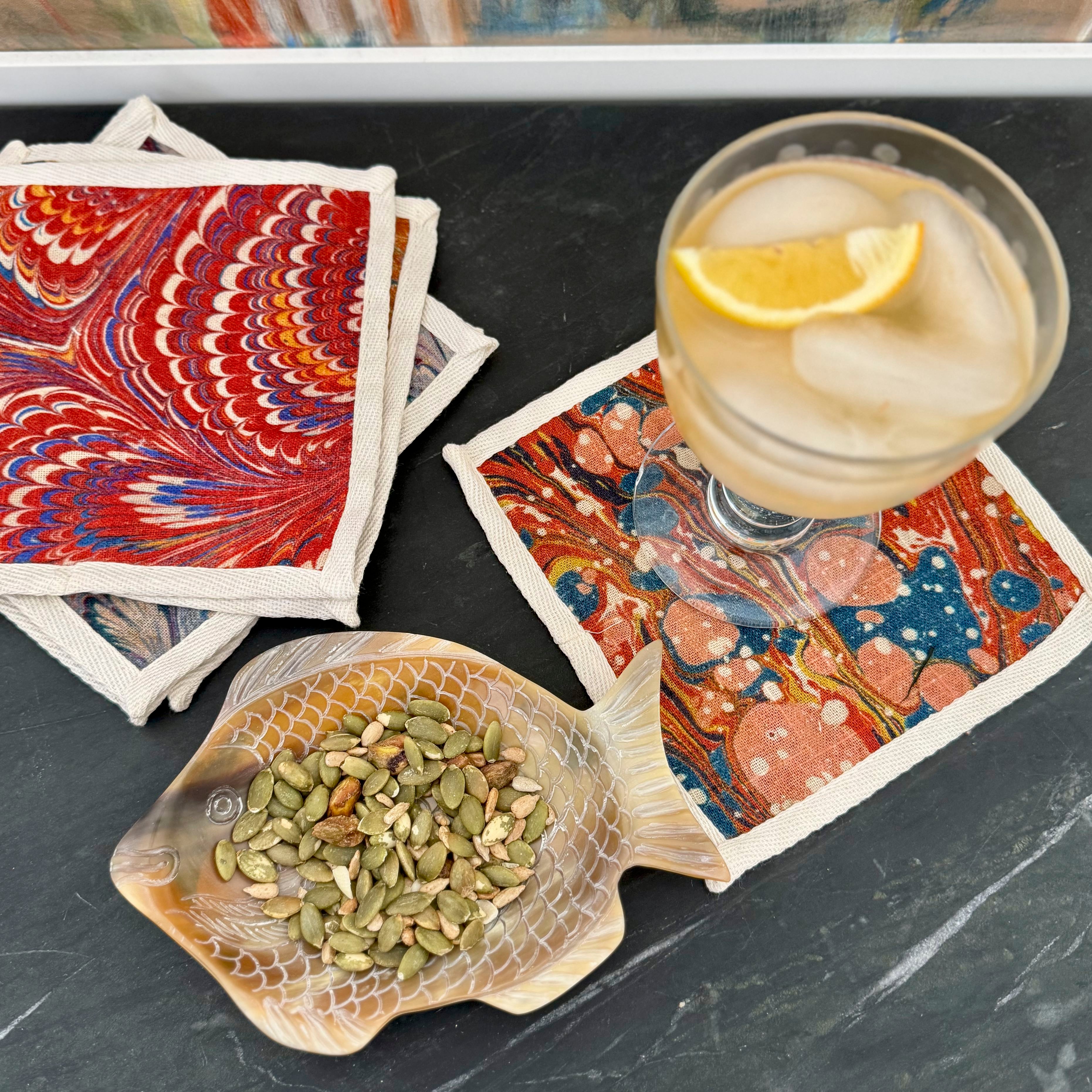 Marble Patterned Cocktail Napkins - Set of 6