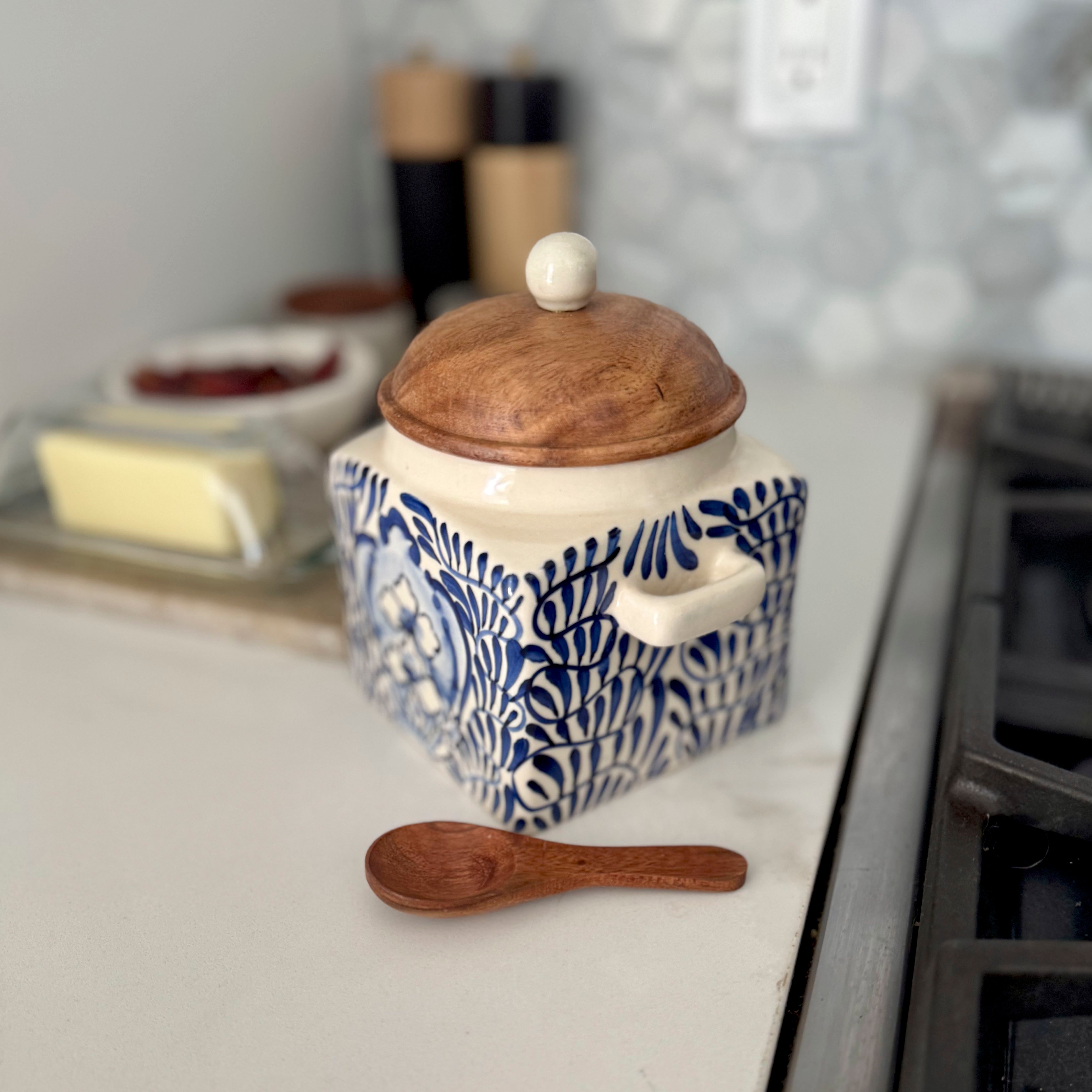 Blue Floral Spice Canister