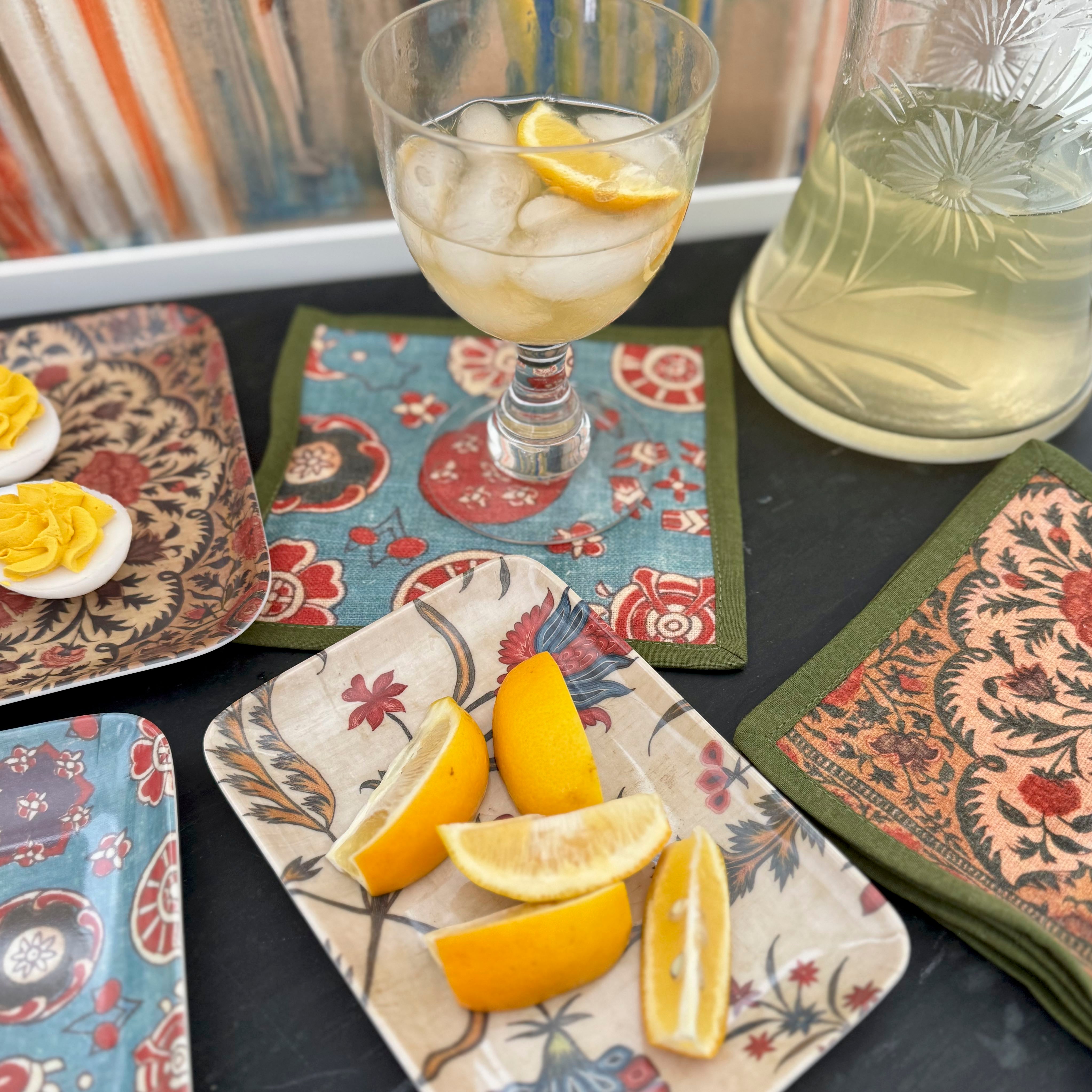 Vintage Textile Inspired Trays - Set of 3
